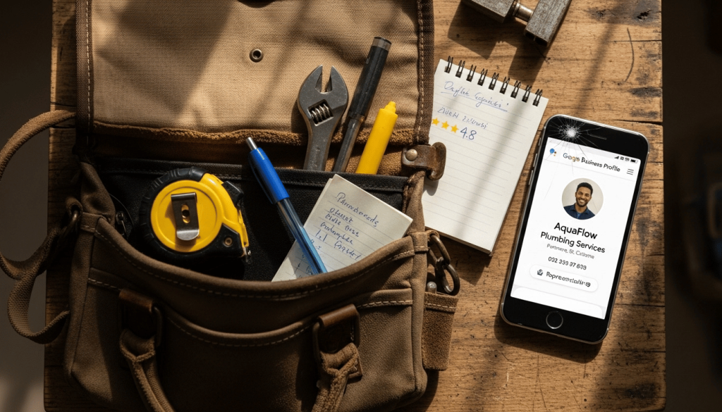 amaican contractor Google Business Profile visible on mobile — offline-first website for contractors setup checklist